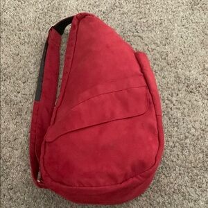 AmeriBag Red flax suede travel Bag